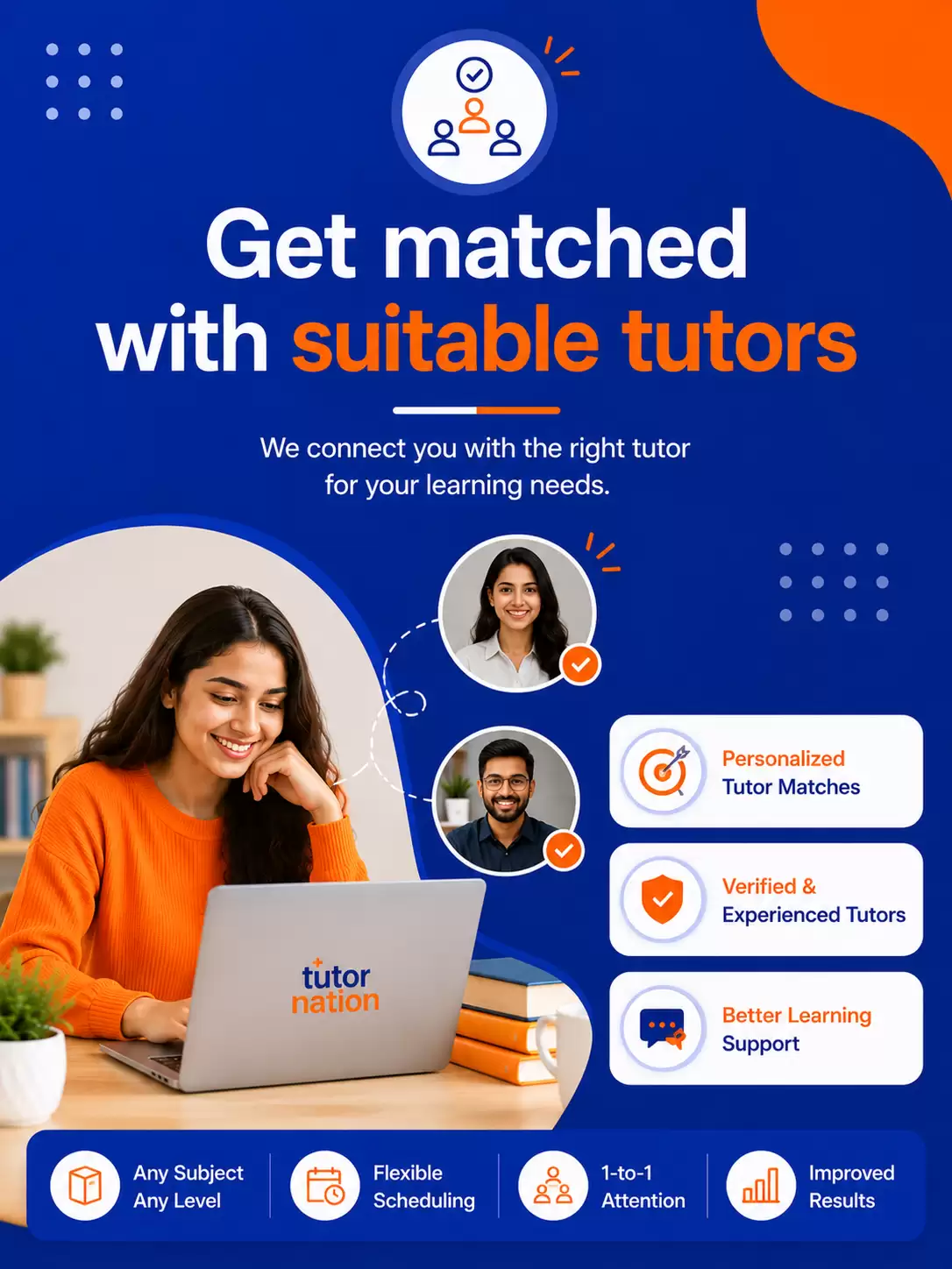 Get matched with suitable tutors